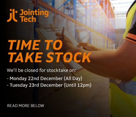 Jointing Tech’s Norton Canes and Woking branches will be closed for stocktake on Monday 22nd December all day and Tuesday 23rd December until 12pm