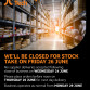 Jointing Tech will be closed on Friday, 26th June for a stocktake