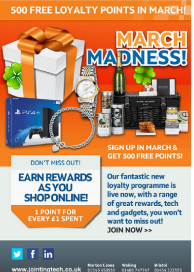 500 FREE loyalty points in March!