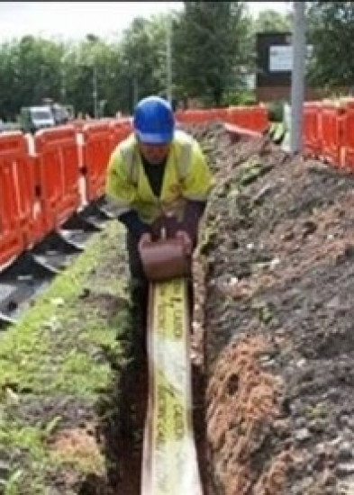 Cost-effective, heavy-duty tape tile designed to provide a clear visual warning when uncovered