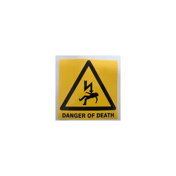 thumbnail interactive-video image 1 of DANGER OF DEATH Warning Safety Decal - OSHA 3M Vinyl Sticker - Made In USA 1 of 3