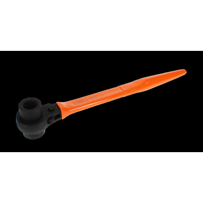 This tool combines the features of a ratchet mechanism with insulation to provide safety and efficiency in handling nuts and bolts.