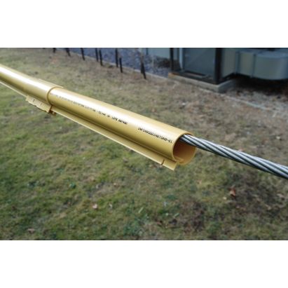Electrical overhead line shrouding has been designed for ease of installation on overhead lines and conductors whilst offering complete protection