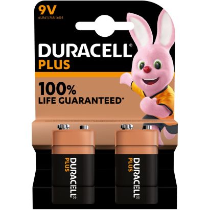 Duracell Plus Power 9V Batteries Pack of 2