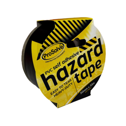 ProSolve PVC Self Adhesive Hazard Warning Tape 50mm x 33m - Black/Yellow