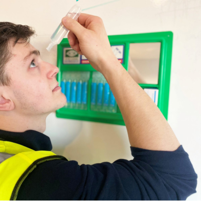 Eye Wash Station In Use
